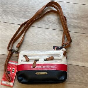Stone Mountain Accessories Cream, Red, and Black Crossbody Bag
